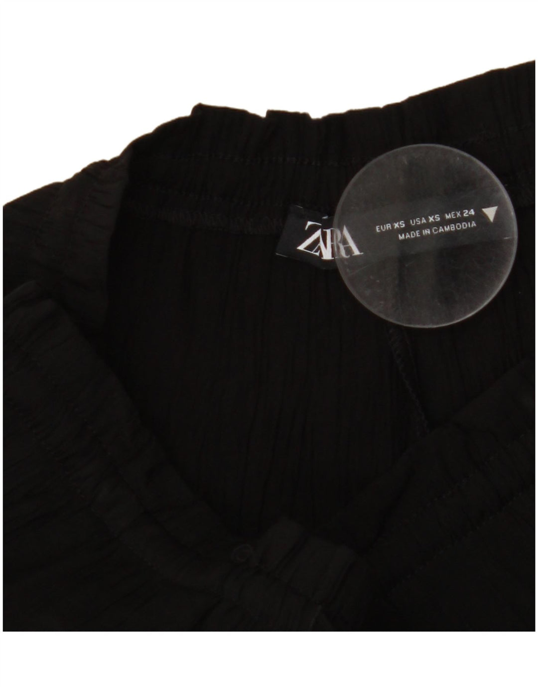 ZARA Calça feminina cintura alta com pernas largas Reino Unido 4 XS W24 L11 preta