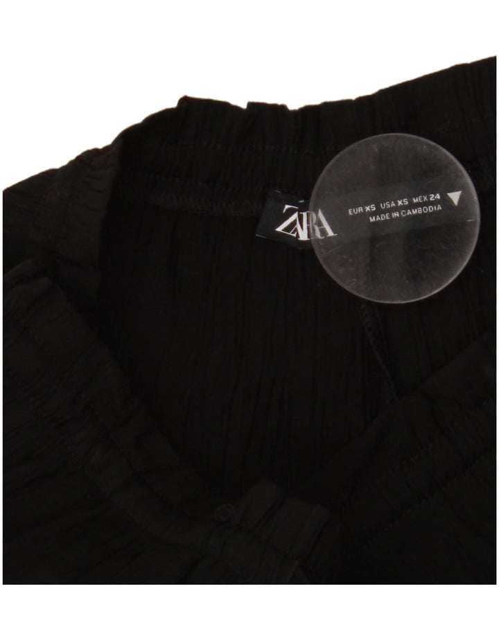 ZARA Calça feminina cintura alta com pernas largas Reino Unido 4 XS W24 L11 preta