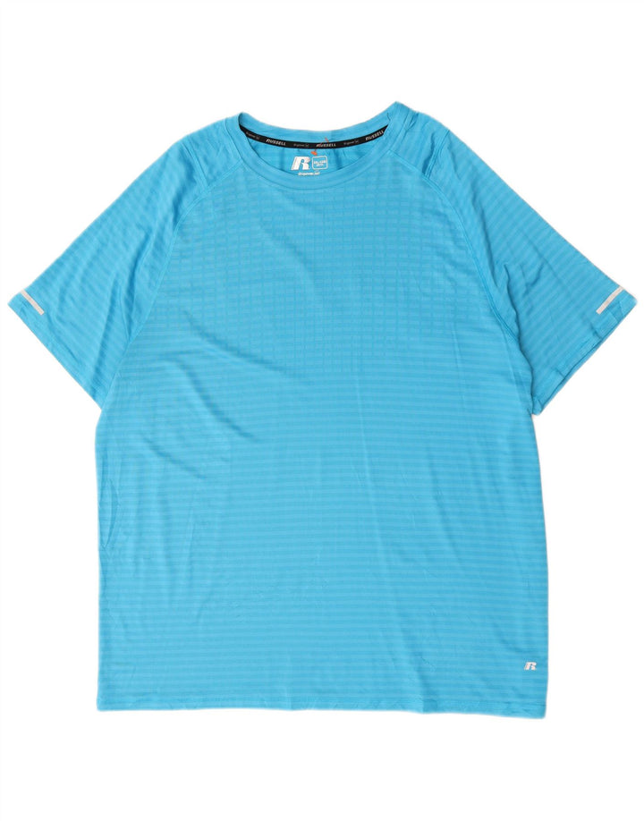 Camiseta masculina RUSSELL ATLÉTICA Top 2XL poliéster listrado azul