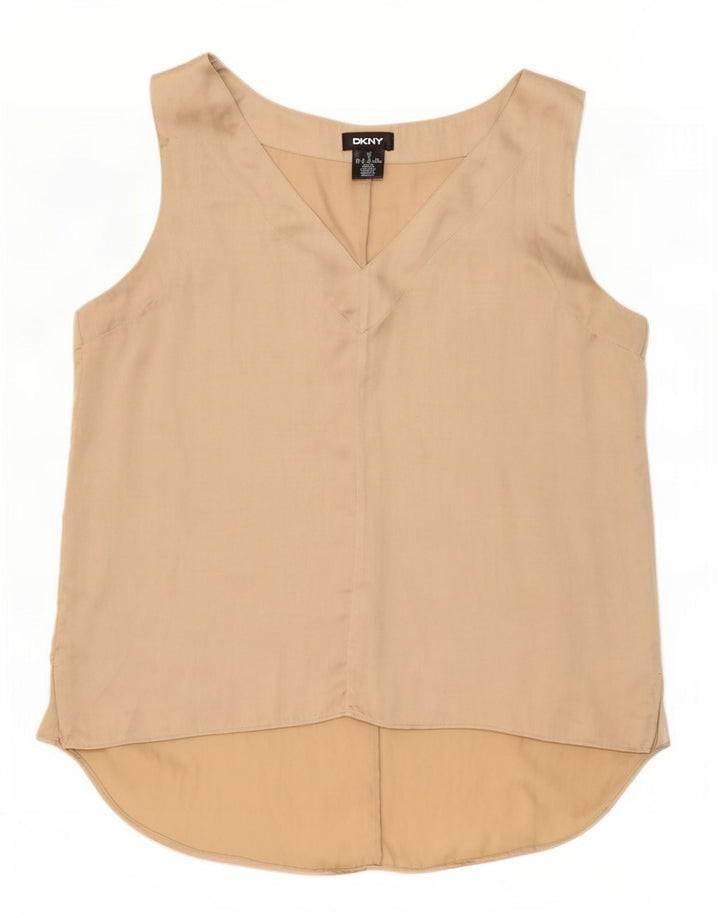 Blusa feminina sem mangas Dkny UK 18 XL bege poliéster