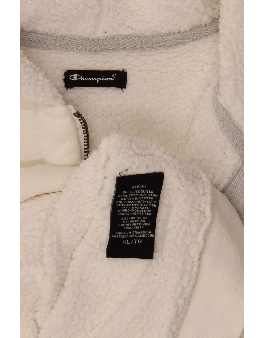 CHAMPION Womens Zip Hoodie Sweater UK 18 XL White Cotton Vintage Champion and Second-Hand Champion from Messina Hembry 