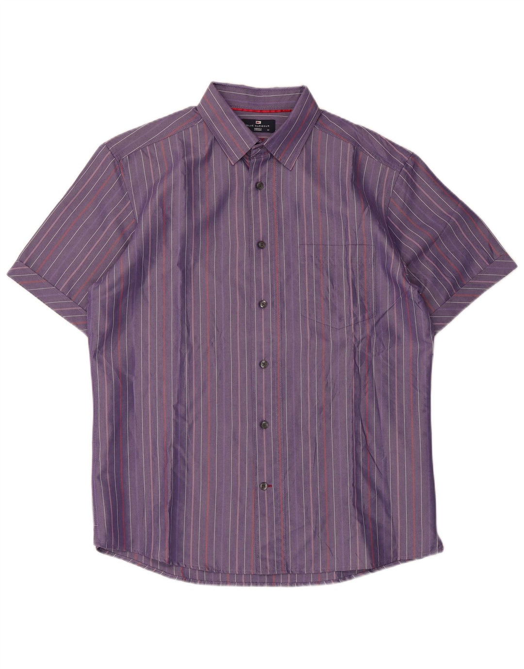 Camisa masculina Marks & Spencer Blue Harbor listrada roxa média