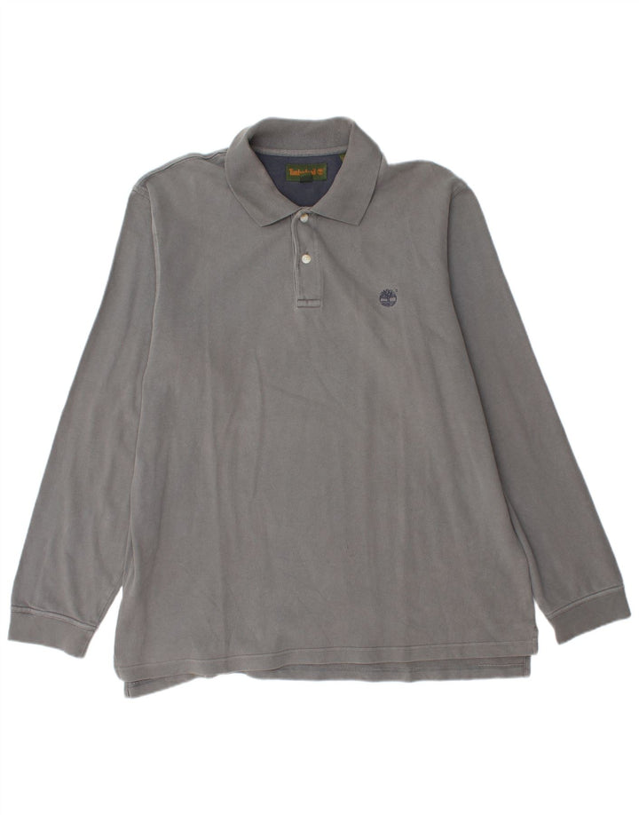 Camisa polo masculina de manga comprida Timberland grande algodão cinza
