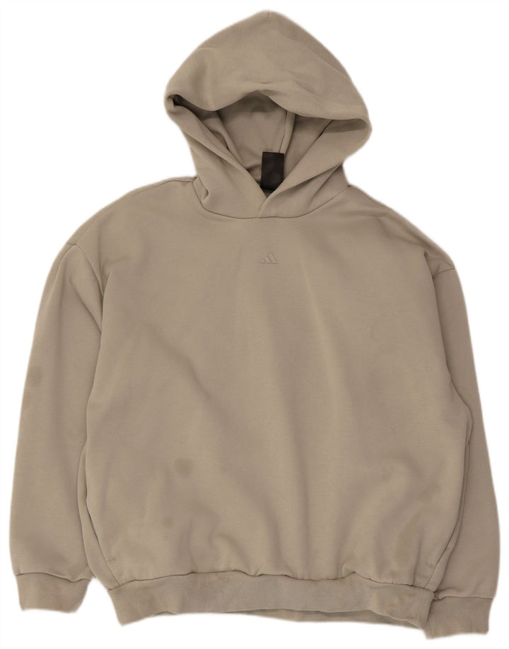 Adidas masculino gráfico oversized moletom com capuz pequeno bege