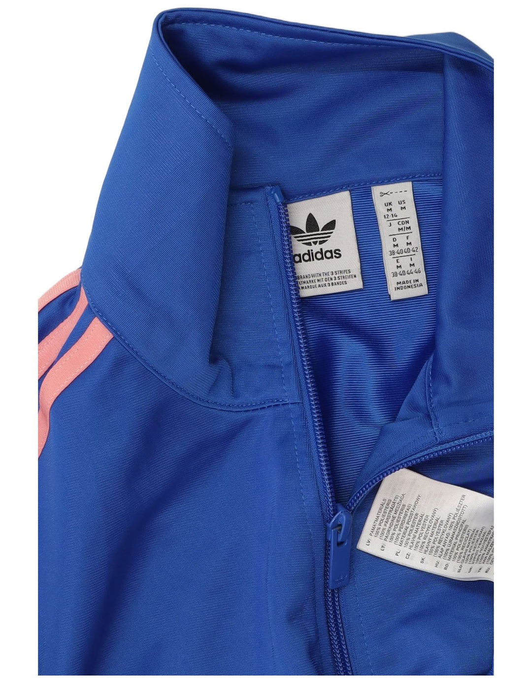 Adidas Womens Tracksuit Top Jacket UK 12/14 Médio Azul Poliéster
