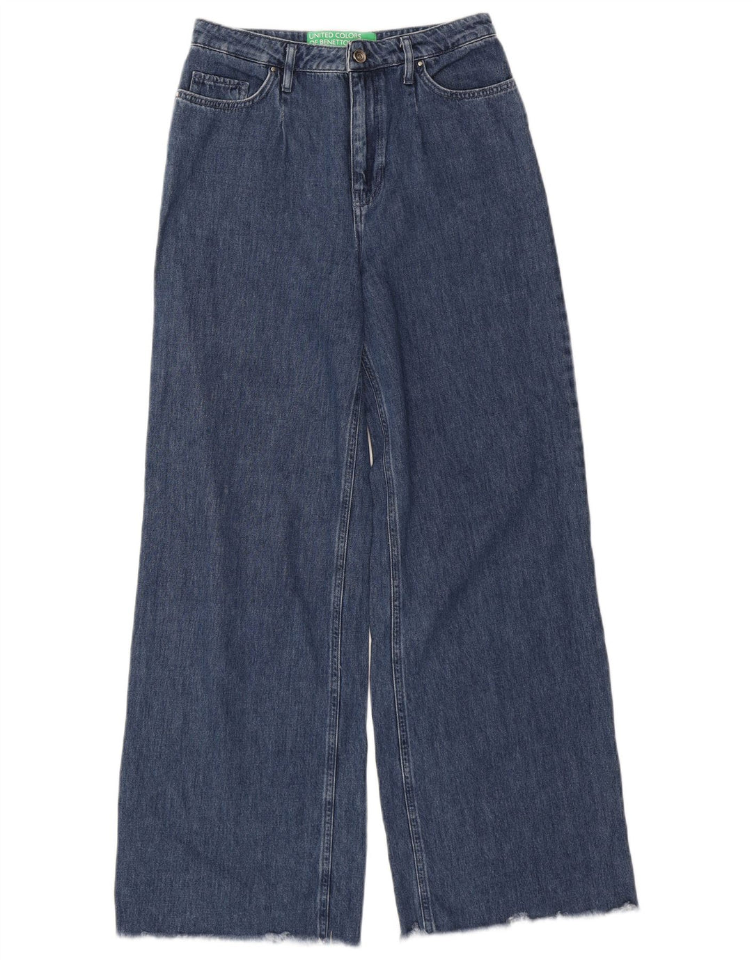 Calça jeans feminina BENETTON com perna larga W28 L32 algodão azul