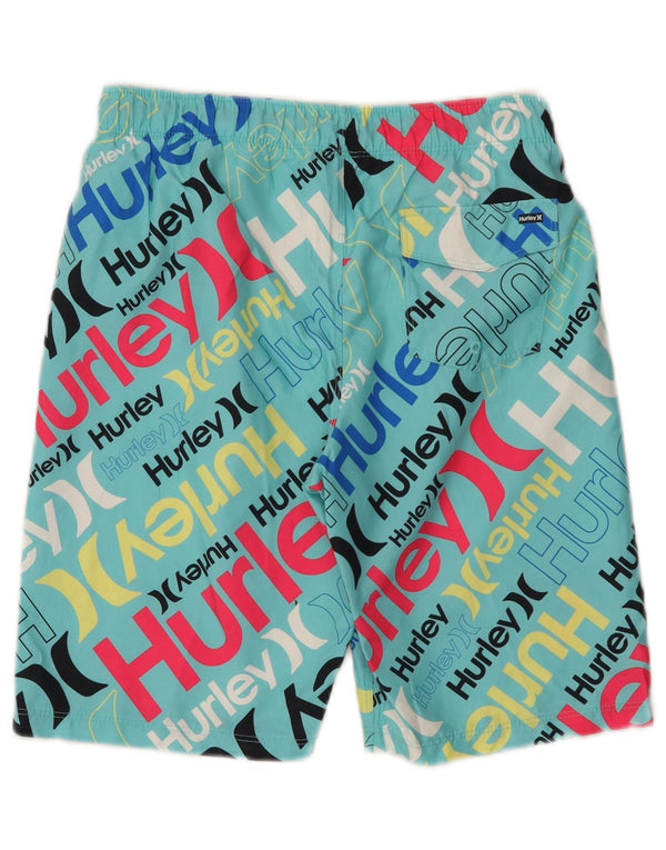 Shorts de natação Hurley Boys Graphic 12-13 anos grande poliéster turquesa