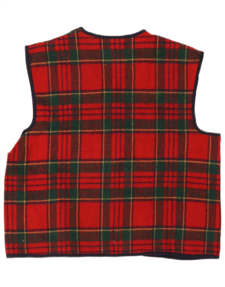 Colete masculino vintage grande lã xadrez vermelha