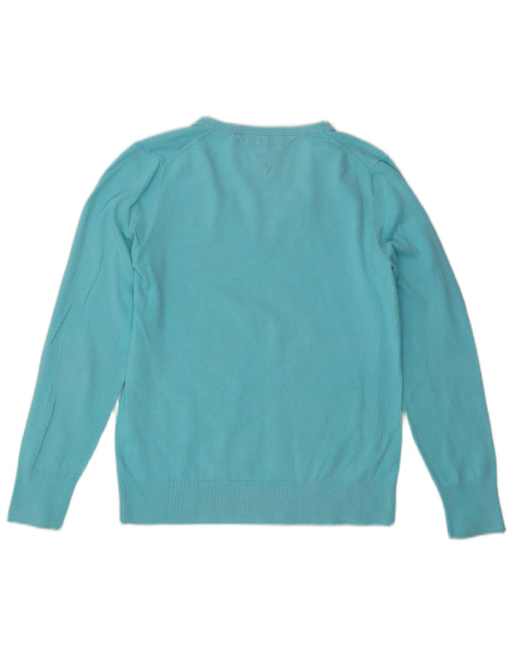 Suéter feminino TOMMY HILFIGER com decote em V Reino Unido 14 grande algodão azul