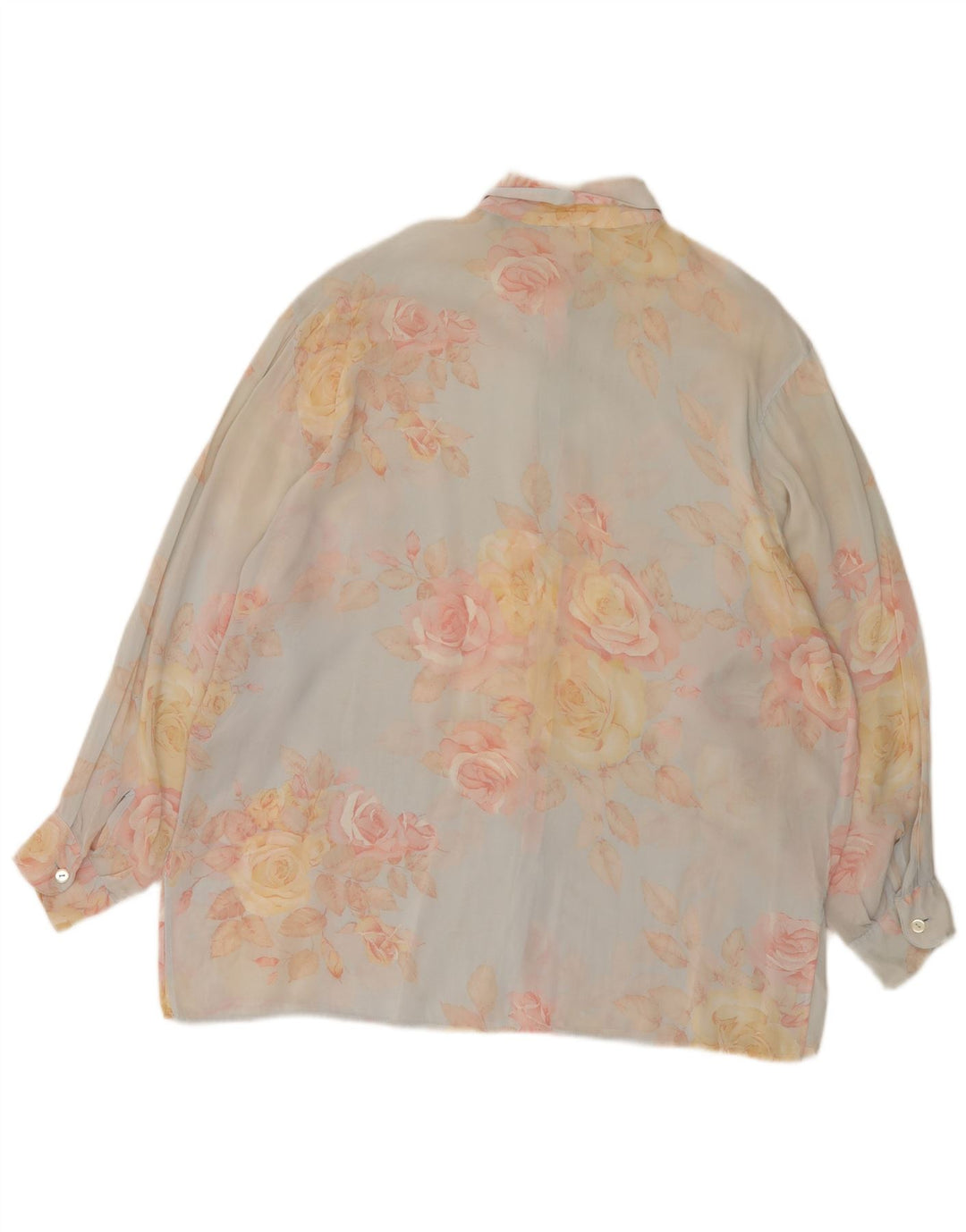 E Blusa Camisa Oversized Feminina IT 44 Viscose Floral Azul Médio