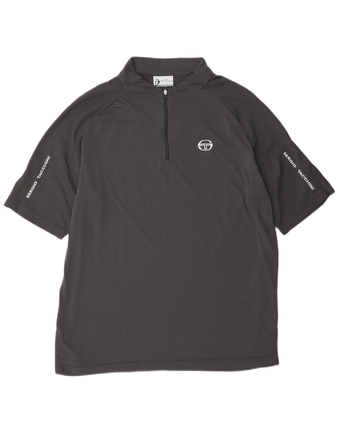 Camiseta masculina Sergio Tacchini com zíper e gola XL cinza