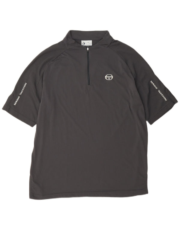 Camiseta masculina Sergio Tacchini com zíper e gola XL cinza