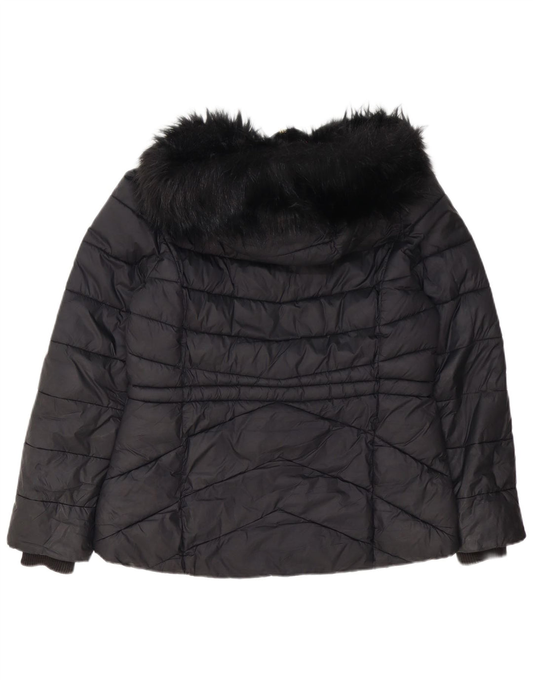 Jaqueta acolchoada com capuz feminina Barbour UK 14 grande poliéster preto
