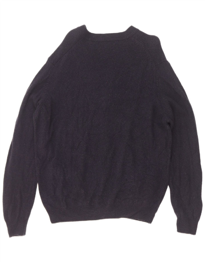Suéter cardigã masculino Marks & Spencer XL lã de cordeiro azul marinho