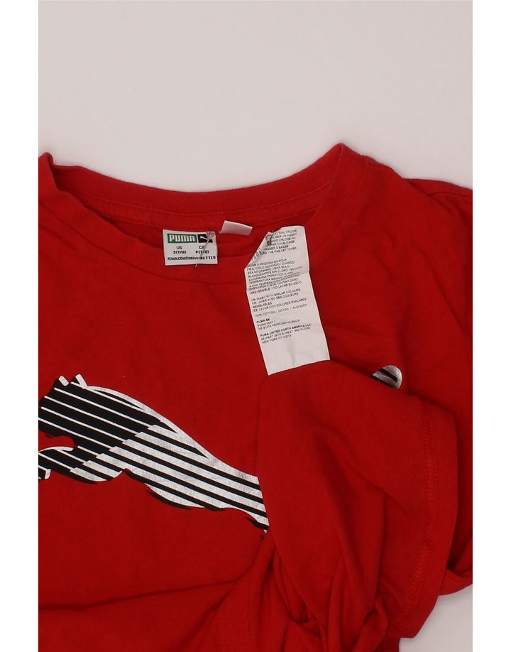 Camiseta Puma Boys Graphic Top 7-8 Anos Pequeno Algodão Vermelho