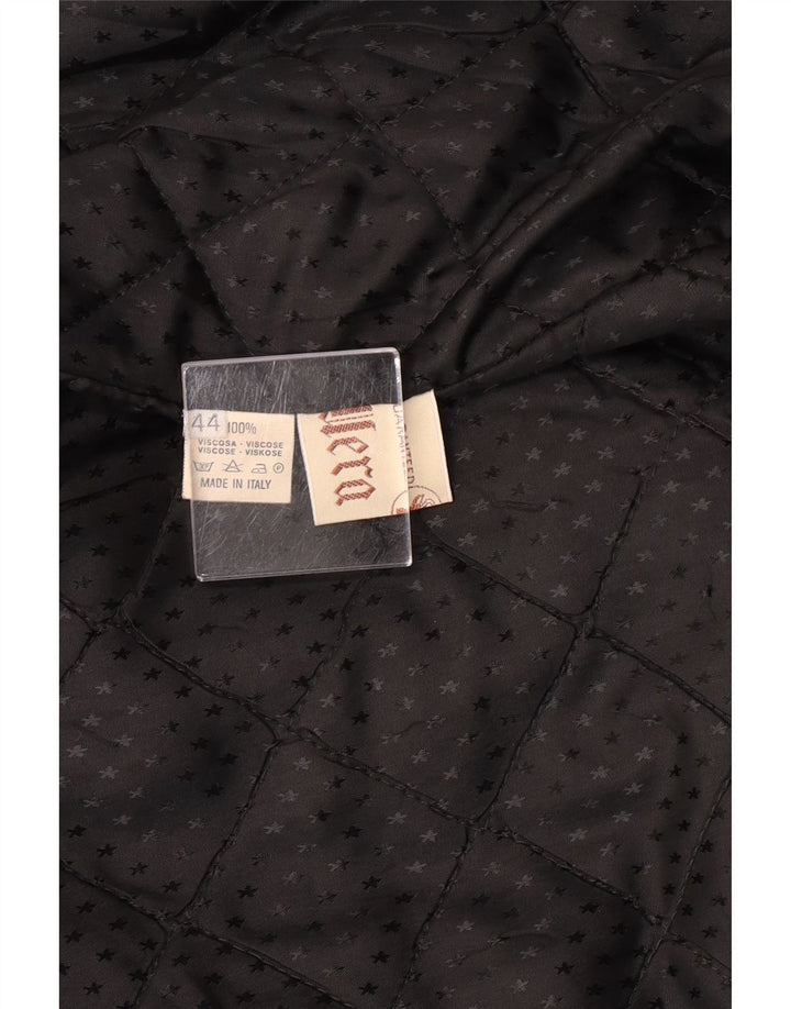 Casaco de couro superdimensionado feminino vintage IT 44 médio couro preto clássico