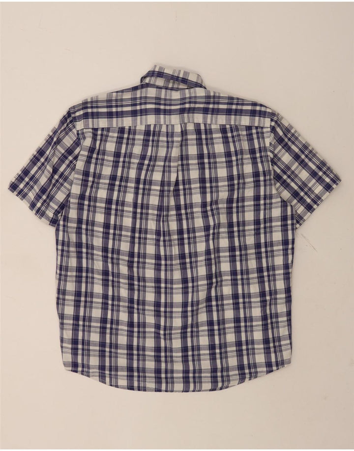 Camisa masculina de manga curta Sergio Tacchini grande algodão xadrez azul marinho
