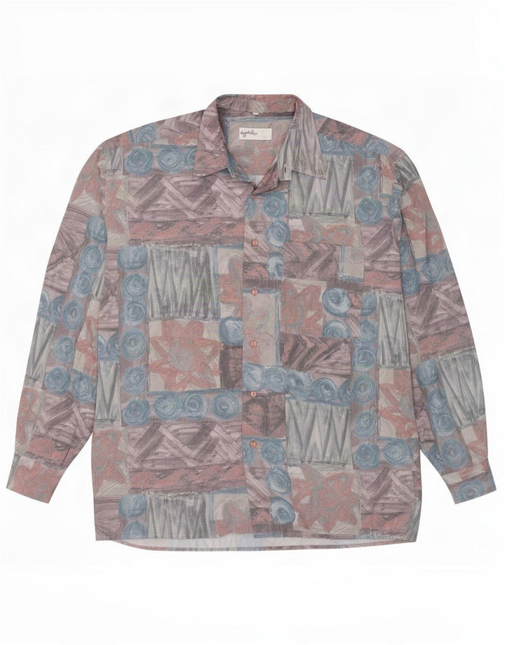 Angelo Litrico Camisa masculina grande poliéster multicolorido patchwork