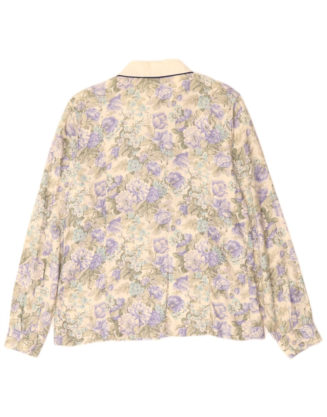 Blusa feminina EMMANUEL SCHVILI UK 16 grande bege floral