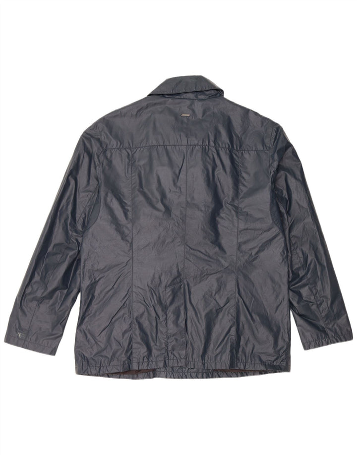 Jaqueta de chuva masculina DKNY UK 42 XL algodão azul marinho