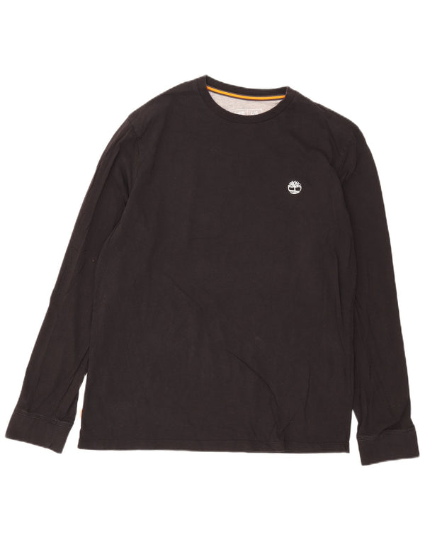 Timberland Mens Slim Fit Top Manga Longa Grande Algodão Preto