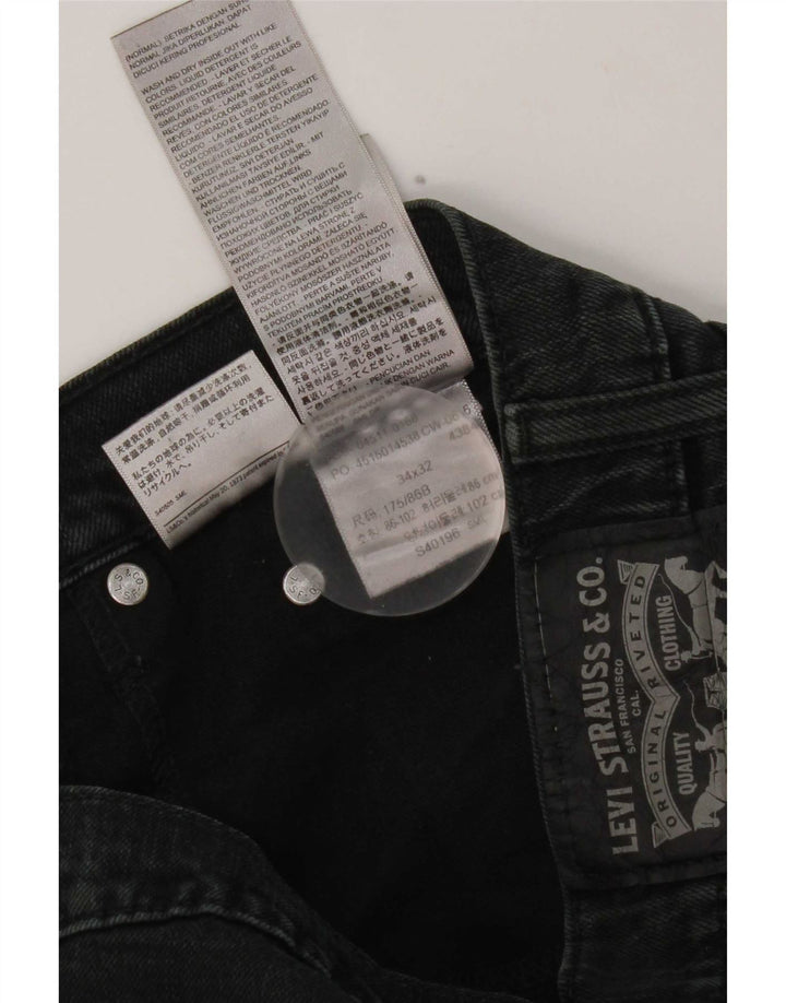 Jeans retos masculinos Levi's W34 L32 algodão preto
