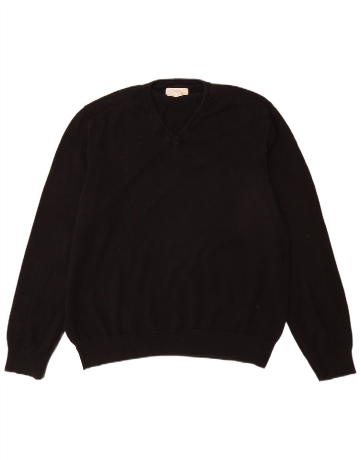 Suéter masculino Marks & Spencer com decote em V XL algodão preto