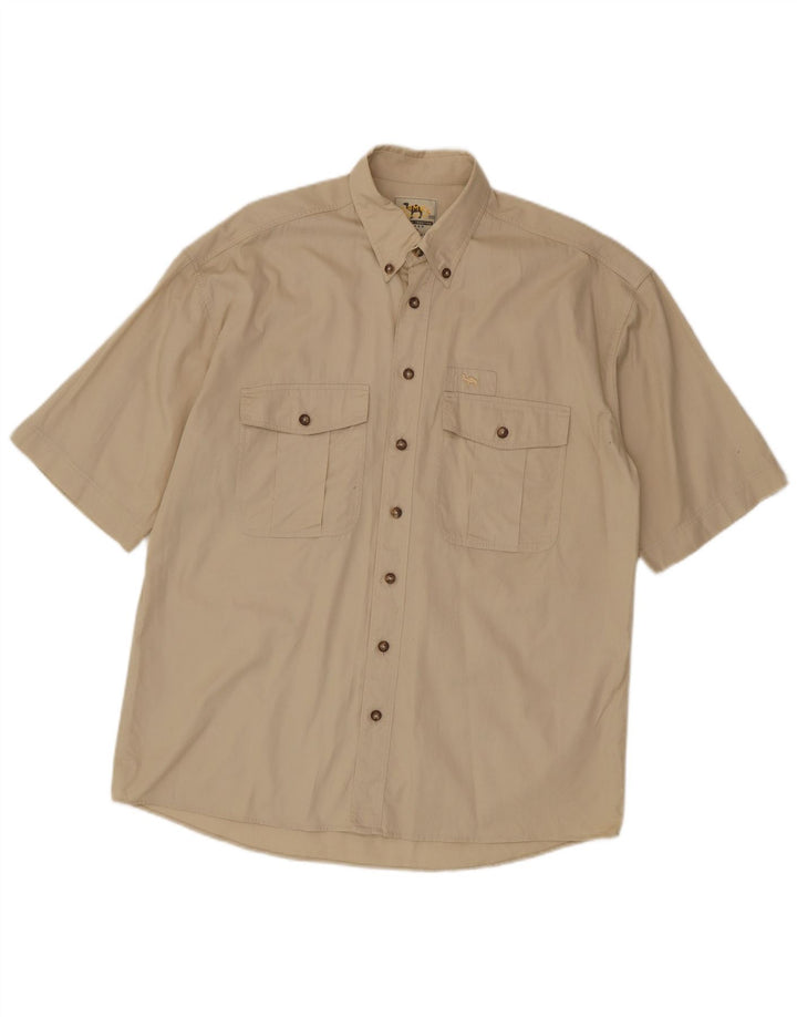 Camisa masculina de manga curta Camel Active algodão bege médio