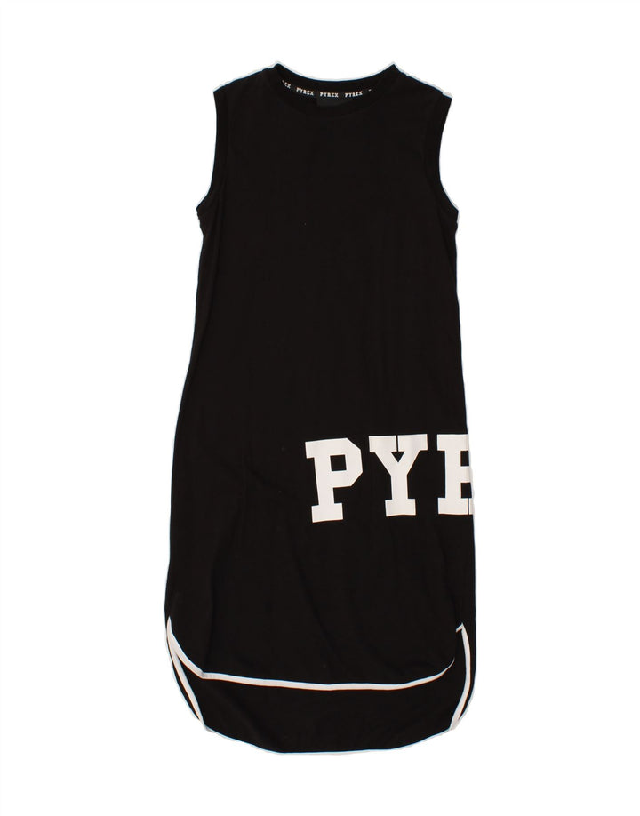 PYREX Girls Graphic Sleeveless T-Shirt Dress 13-14 Years Black Cotton Vintage Pyrex and Second-Hand Pyrex from Messina Hembry 