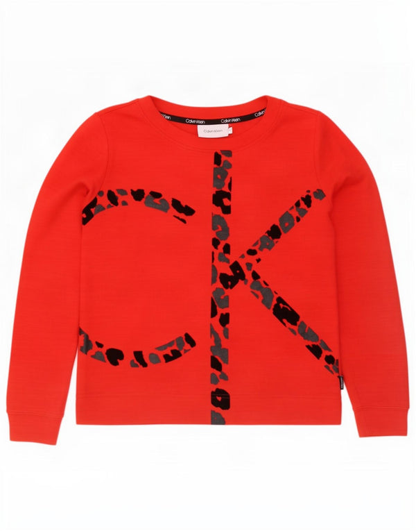 Calvin Klein moletom feminino gráfico oversized jumper UK 10 pequeno vermelho
