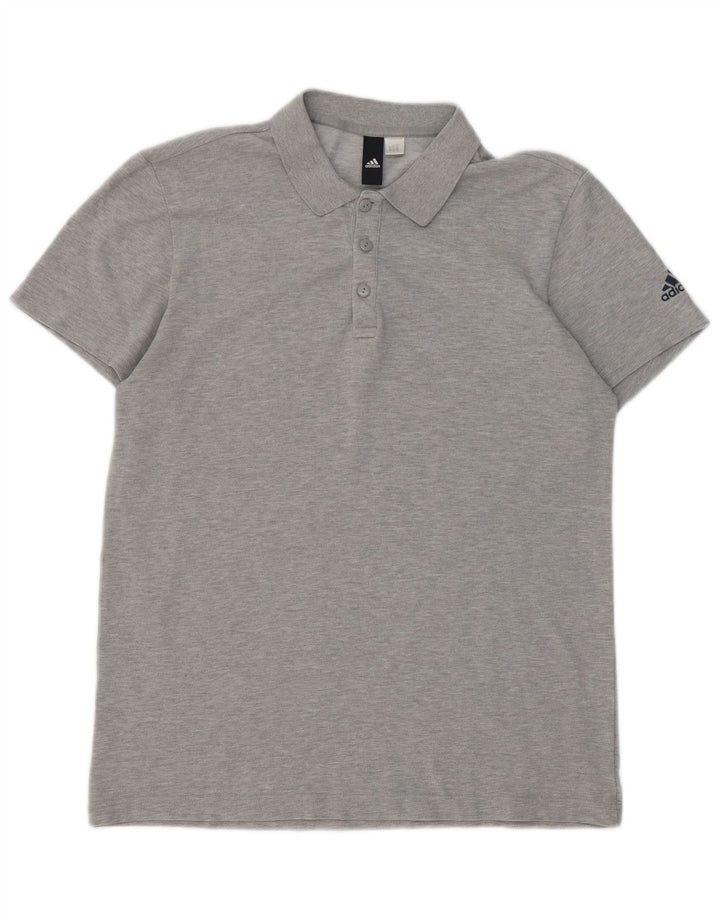 Camisa polo masculina Adidas cinza médio manchado
