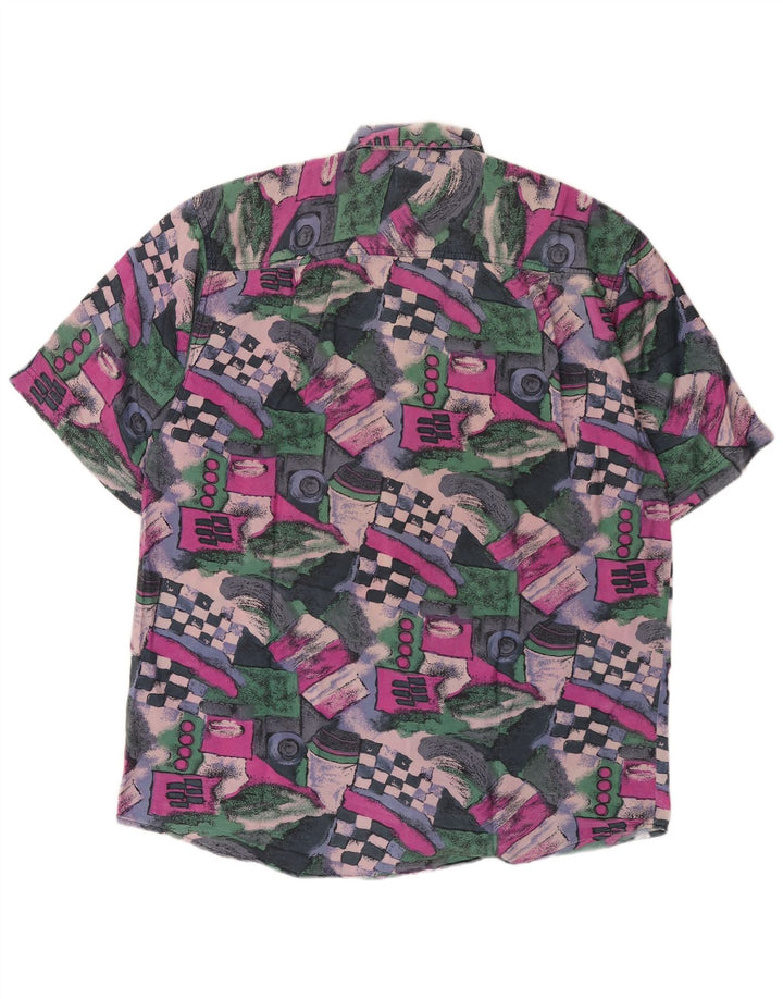 Camisa masculina vintage com padrão abstrato tamanho 39/40 médio multicolorido