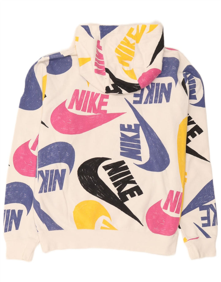 Nike masculino gráfico moletom com capuz médio algodão branco