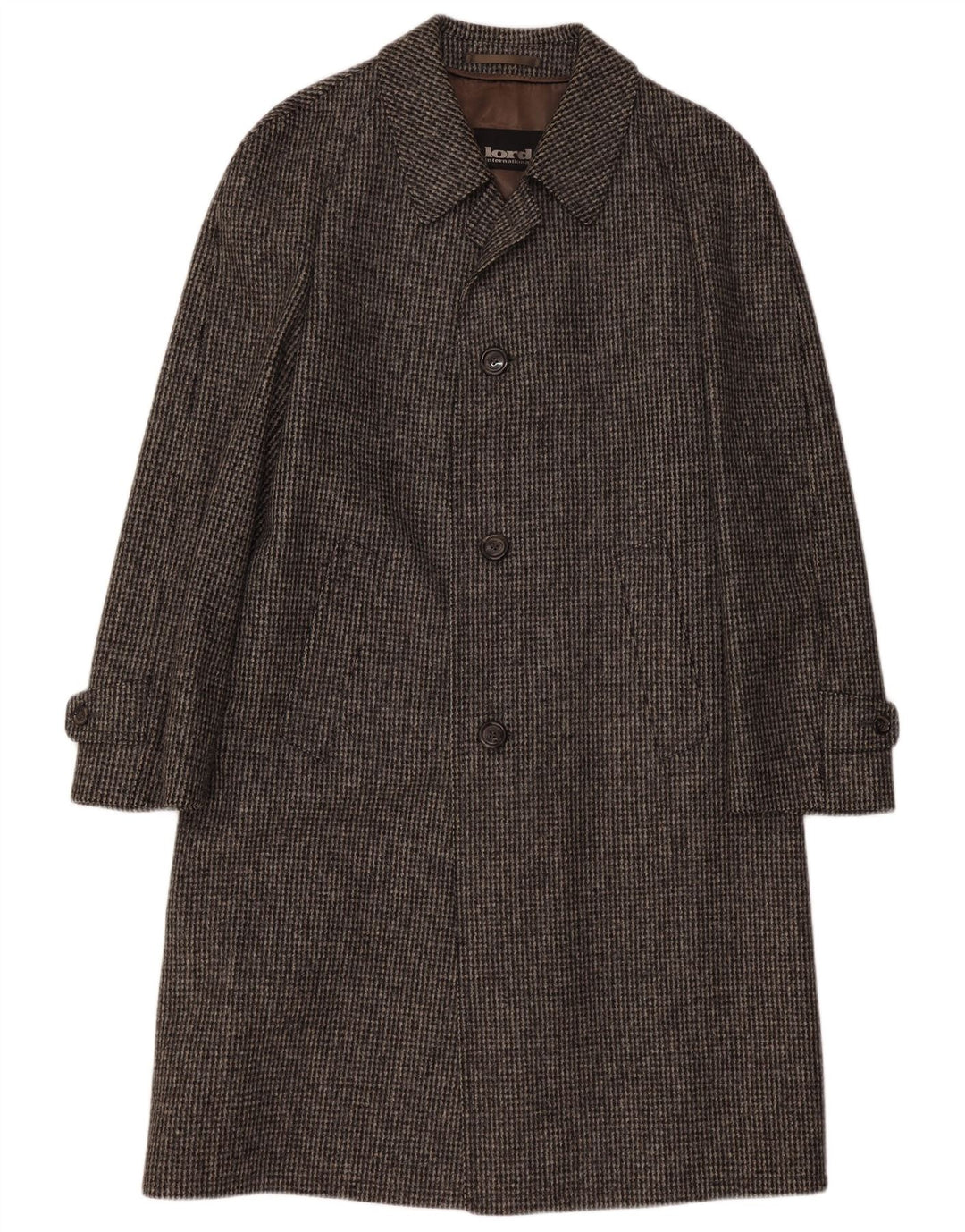Lord Mens Overcoat IT 50 Grande Cinza Houndstooth Nova Lã