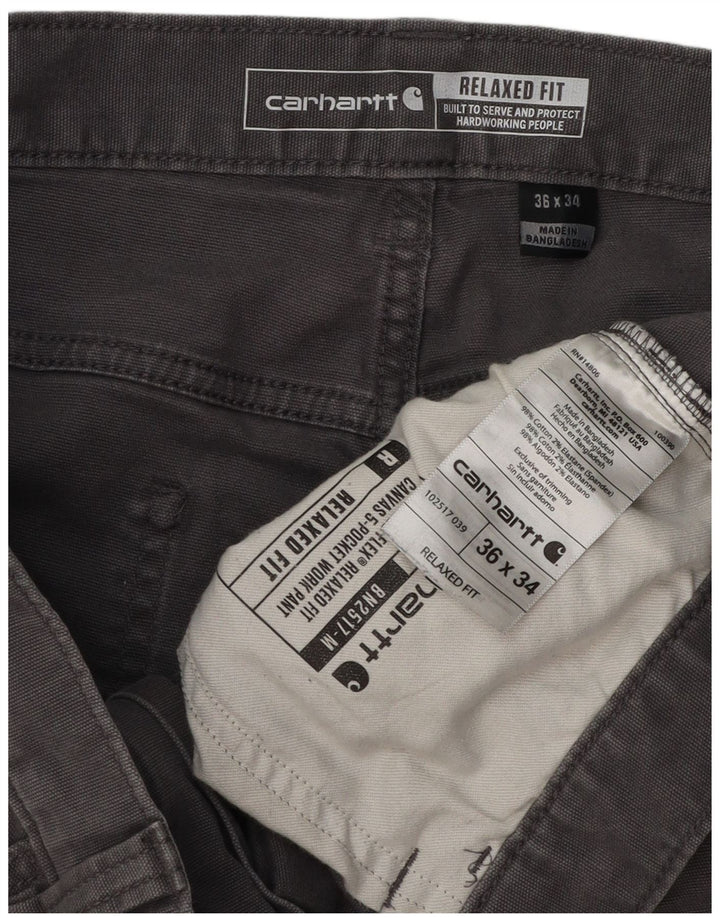 Calça cargo masculina CARHARTT com ajuste relaxado W36 L32 cinza