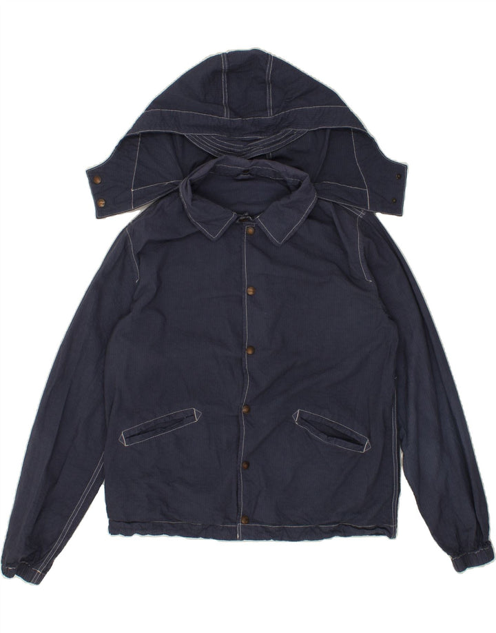 Jaqueta bomber masculina VINTAGE com capuz IT 50 grande azul marinho