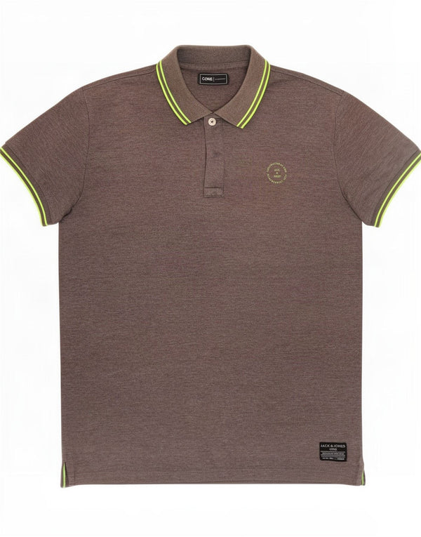Camisa polo masculina Jack & Jones poliéster cinza médio