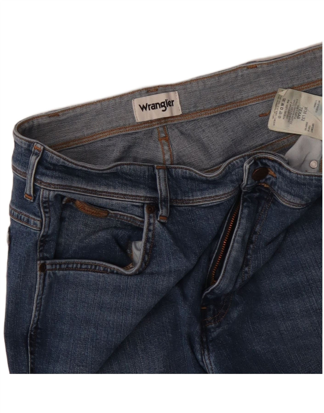 WRANGLER Masculino Texas Straight Jeans W36 L32 Azul Algodão