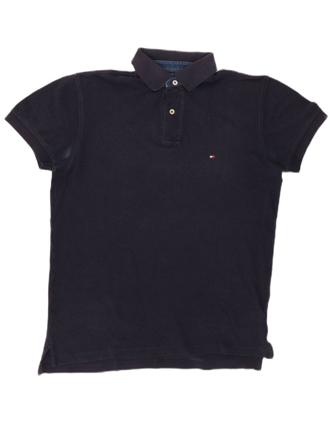 Camisa polo masculina TOMMY HILFIGER pequena algodão azul marinho