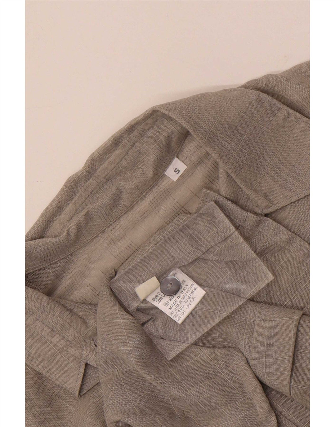 Camisa feminina vintage Reino Unido 10 pequeno algodão xadrez cinza