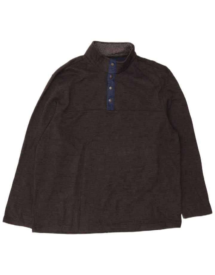 Suéter masculino IZOD com gola e botão XL poliéster espinha de peixe cinza