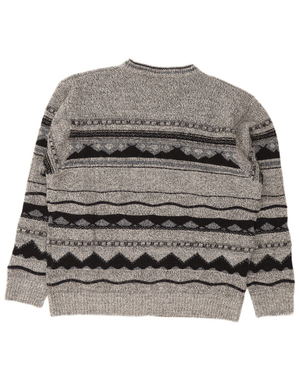 Suéter masculino Carletti com gola redonda 2XL cinza geométrico acrílico