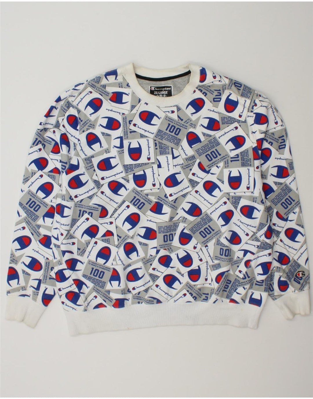 CHAMPION Mens Graphic Sweatshirt Jumper 2XL Grey Cotton Vintage Champion and Second-Hand Champion from Messina Hembry 