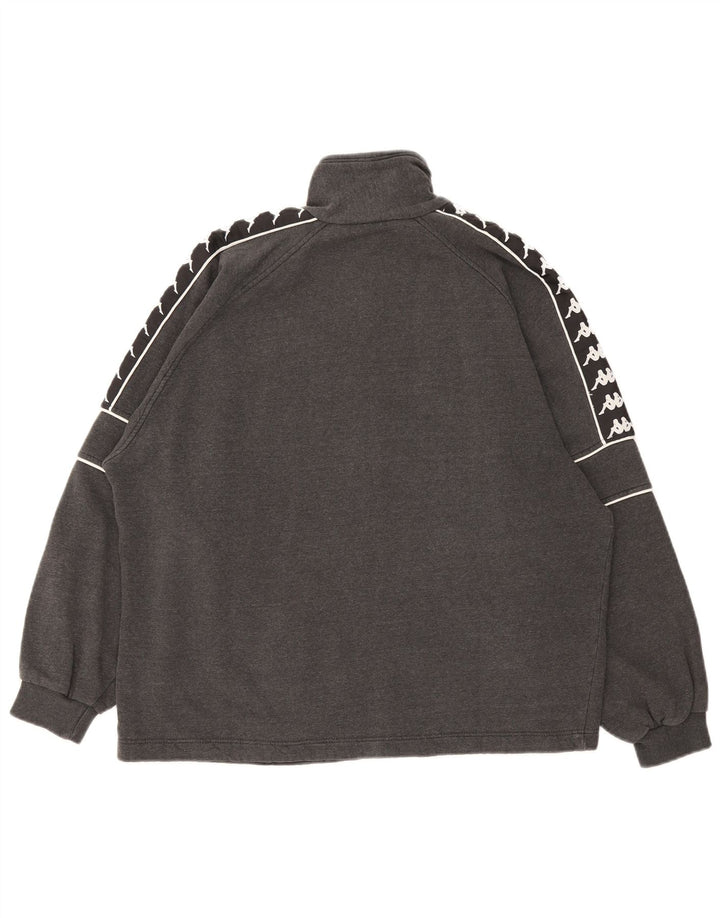 Jaqueta Kappa masculina com agasalho gráfico cinza médio algodão colorblock