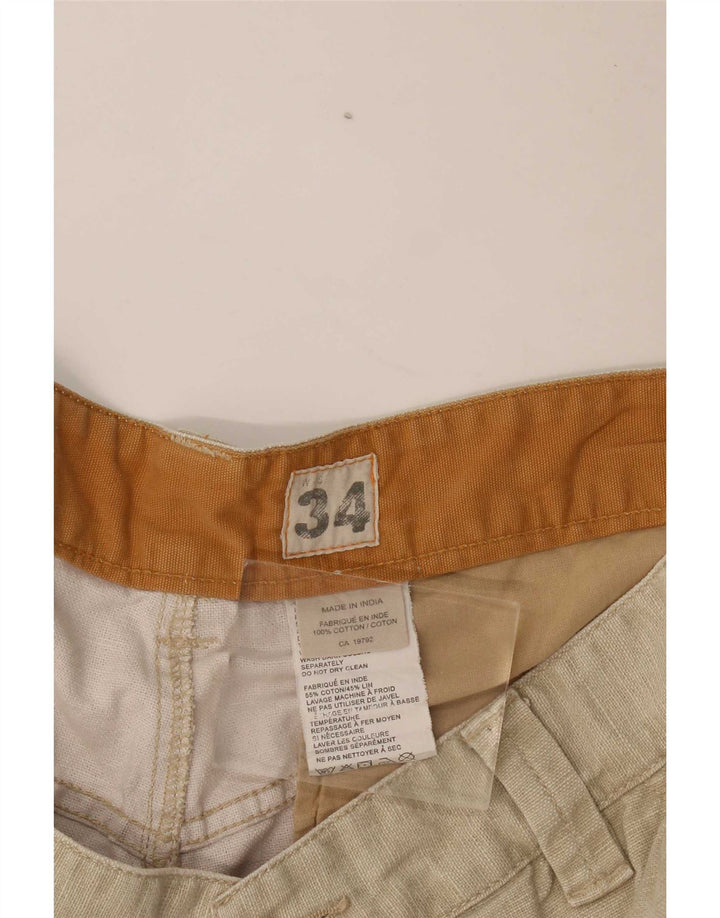 Timberland Mens Cargo Shorts W34 Grande Algodão Bege