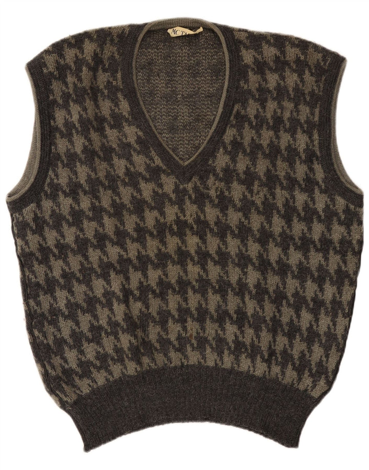Colete masculino vintage regata grande cinza houndstooth