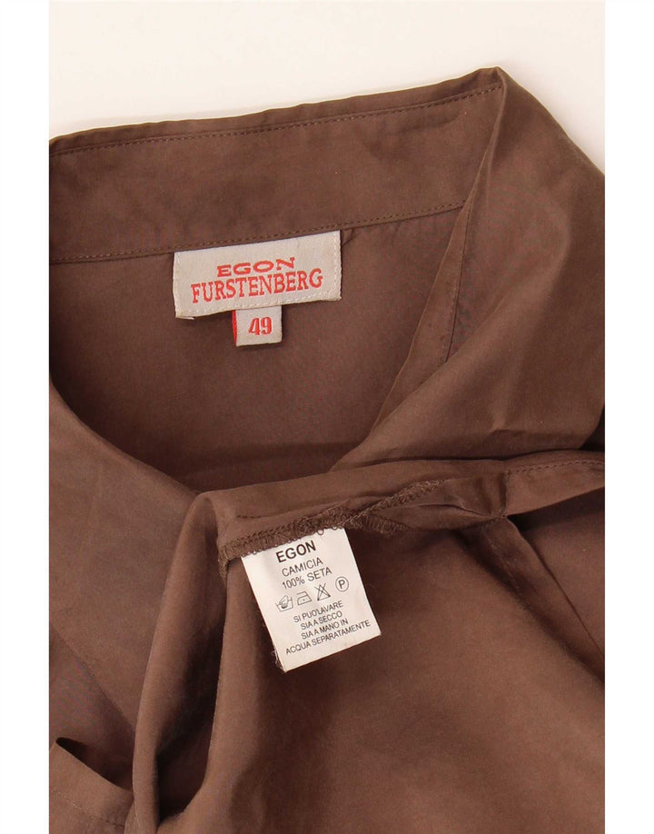 Camisa feminina Egon Furstenberg IT 49 XL marrom seda