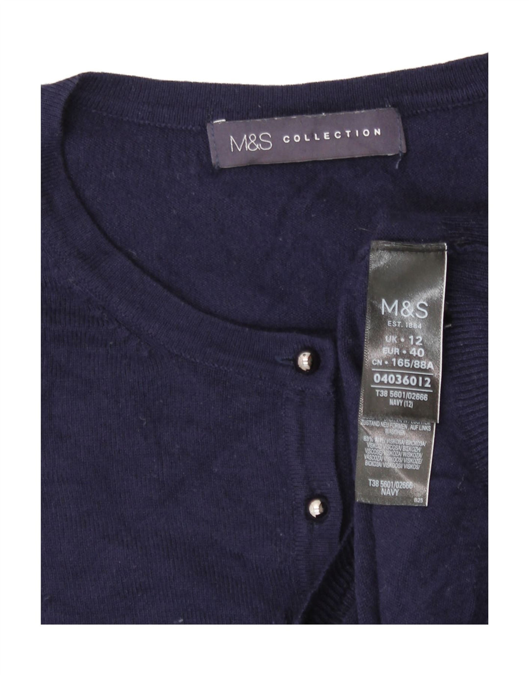 Suéter cardigã feminino Marks & Spencer UK 12 viscose azul marinho médio
