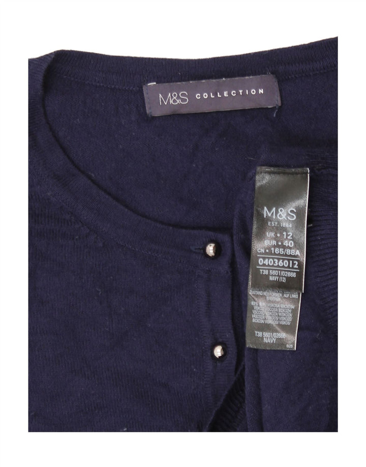 Suéter cardigã feminino Marks & Spencer UK 12 viscose azul marinho médio