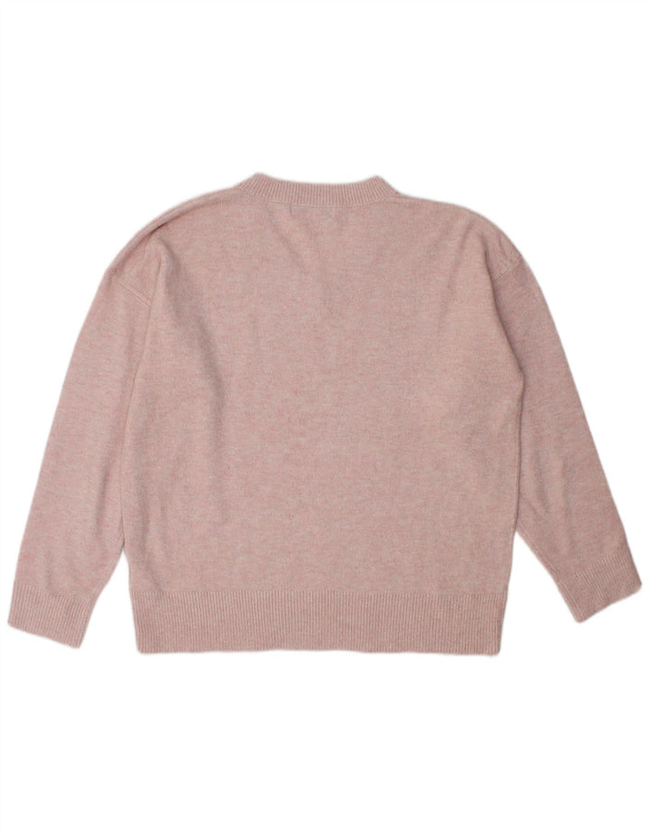 Suéter feminino Marks & Spencer grande com decote em V Reino Unido 14 médio rosa